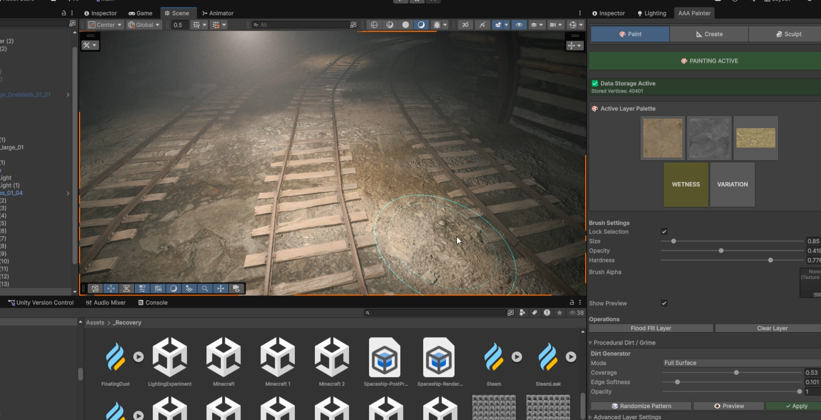 RealBlend Vertex Painter branding image showing brush-based surface painting workflow in Unity